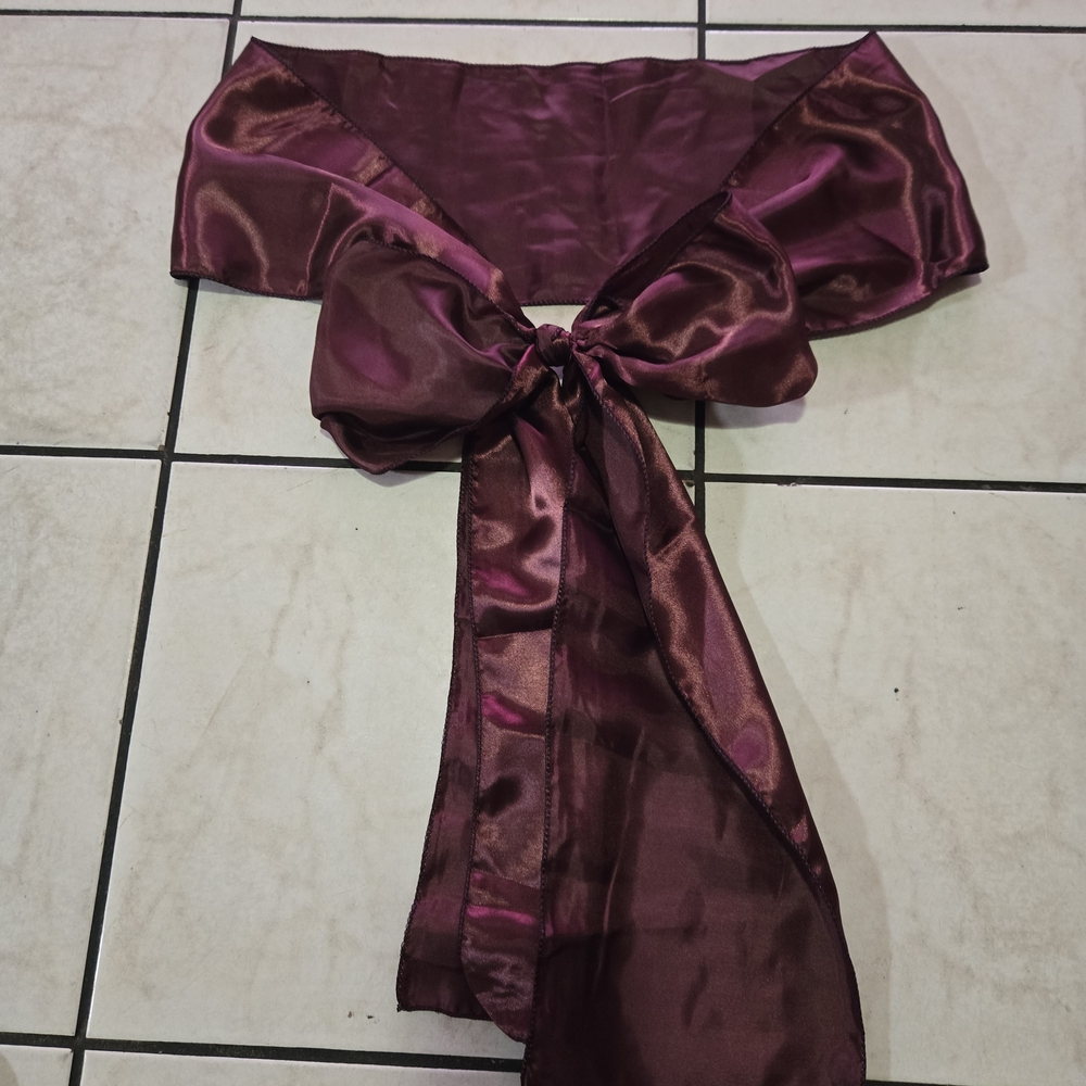 Elegant Burgundy Satin Sash with Bow